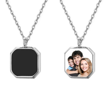 Thermal development photo cube custom necklace Stainless steel gold commemorative jewelry for men and women