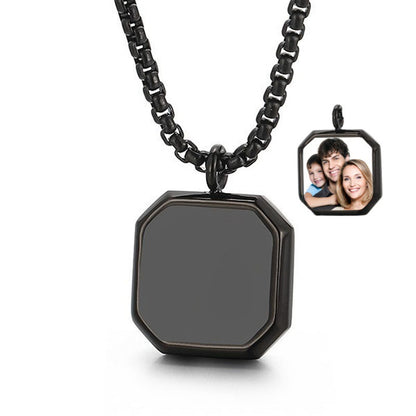 Thermal development photo cube custom necklace Stainless steel gold commemorative jewelry for men and women